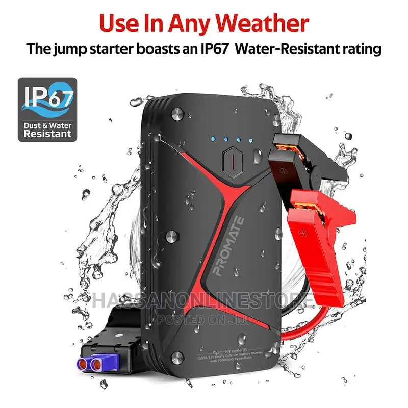 Promate 1200a/12v Heavy Duty Battery Booster With 16000mah