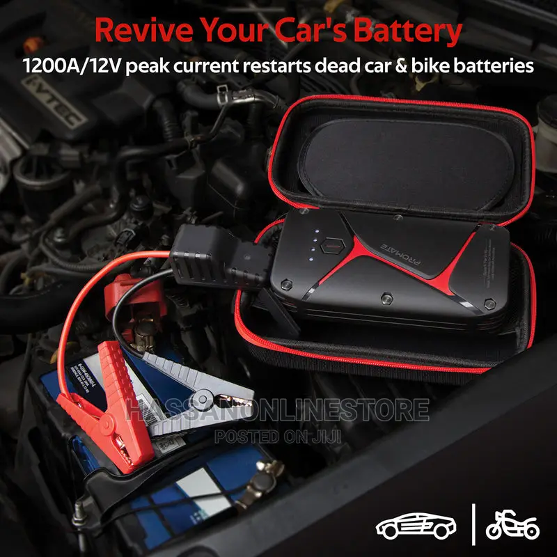 Promate 1200a/12v Heavy Duty Battery Booster With 16000mah