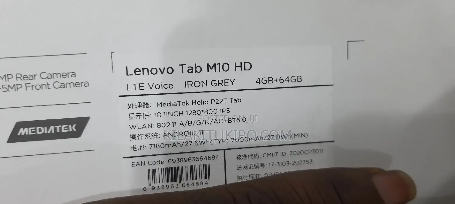 New Lenovo M10 FHD REL 64 GB Black