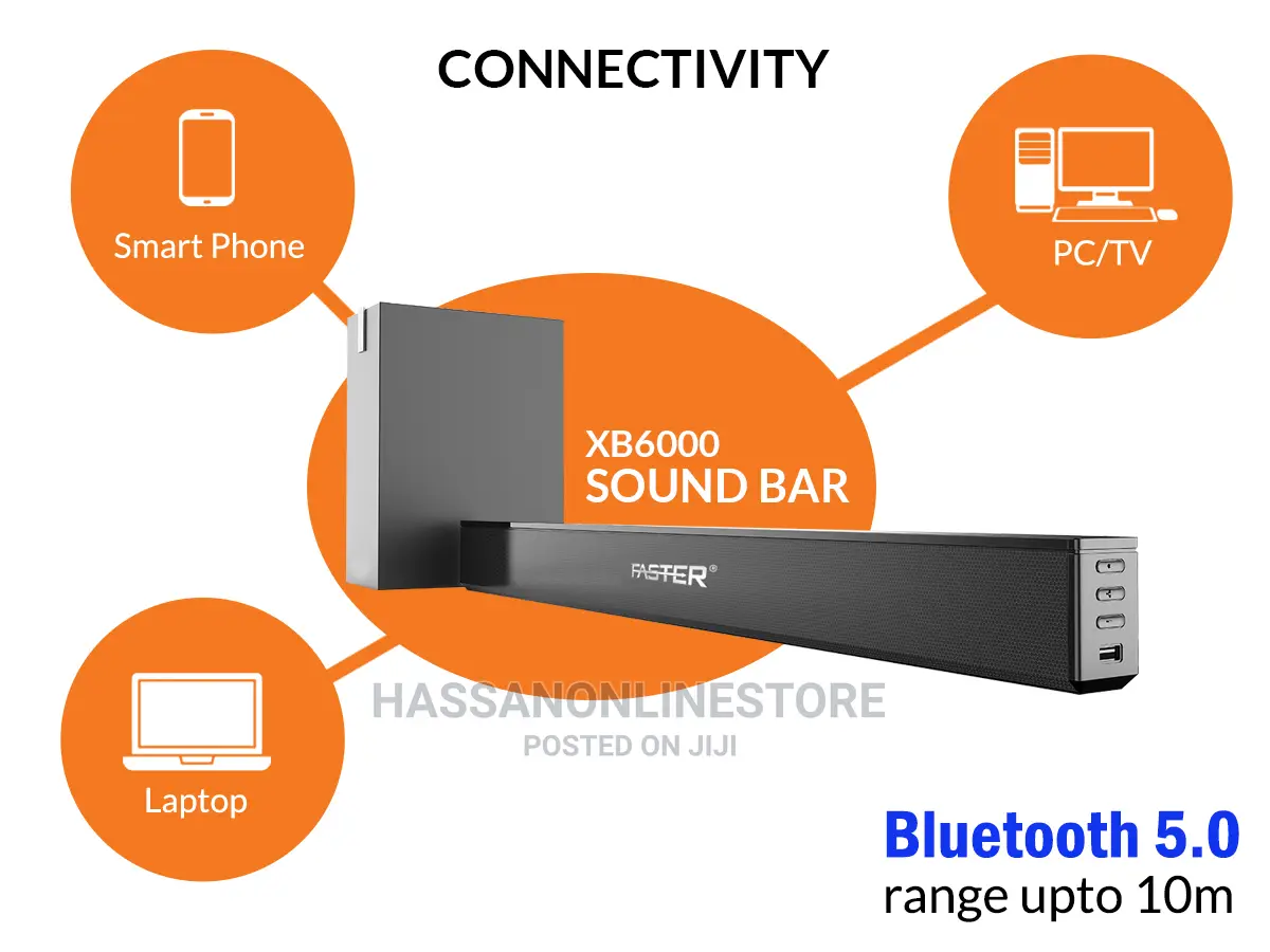 Faster Xb6000 2.1ch Wired Subwoofer Soundbar 60W