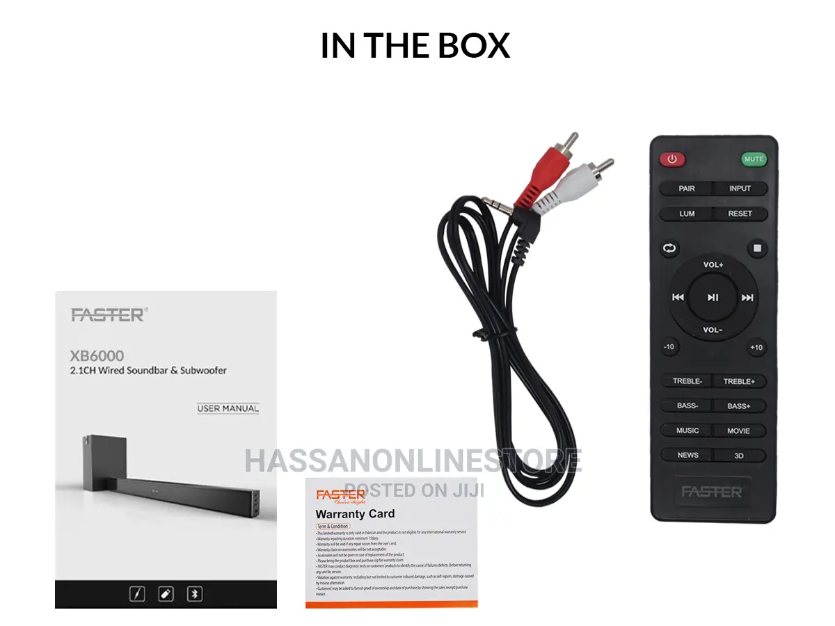 Faster Xb6000 2.1ch Wired Subwoofer Soundbar 60W