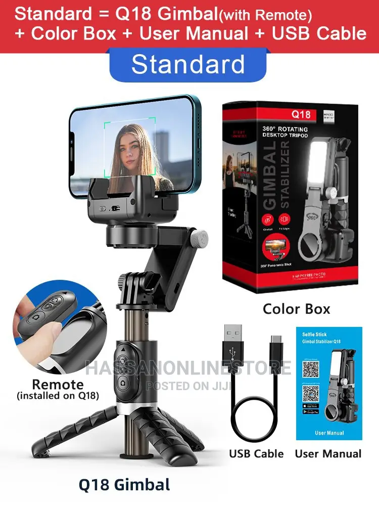 Q18 Gimbal Stabilizer Desktop With Fill Light Tripod