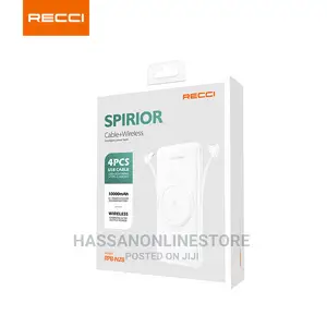 Recci RPB-N28 Spirior Cable+Wireless Power Bank 10000 Mah