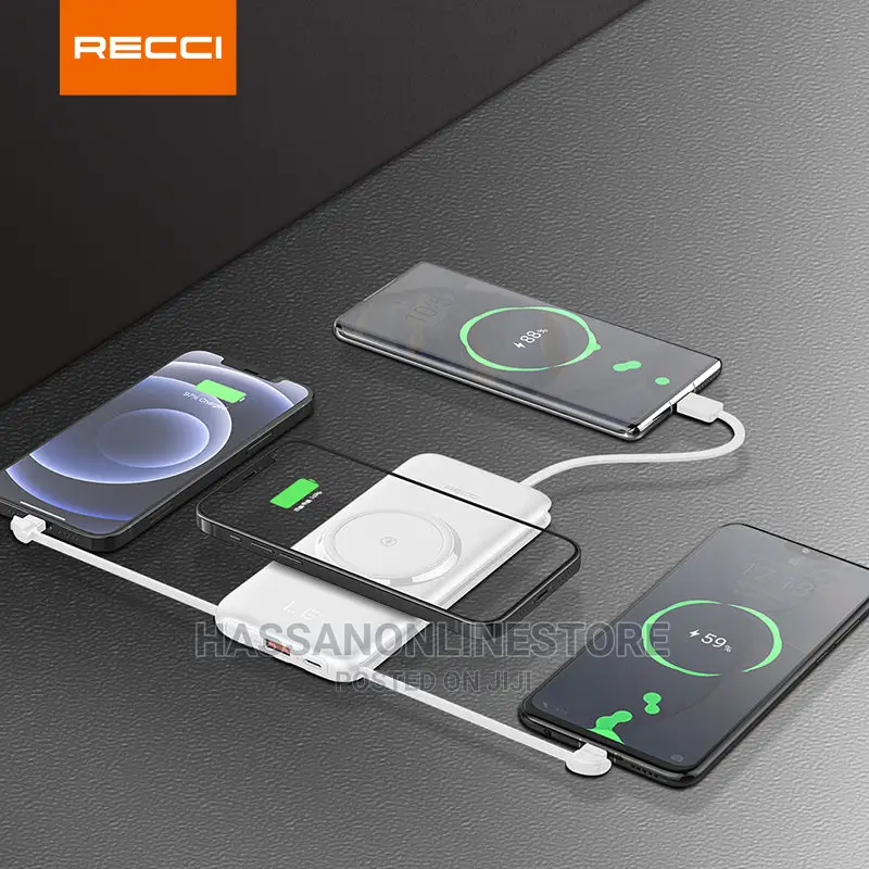 Recci RPB-N28 Spirior Cable+Wireless Power Bank 10000 Mah