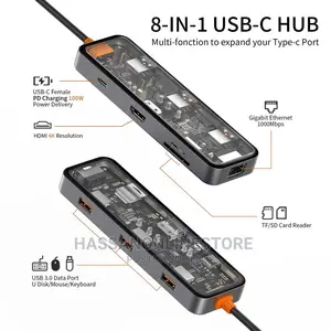 Wiwu Cyber Multifunctional 8 in 1 Type C Hub Docking Station