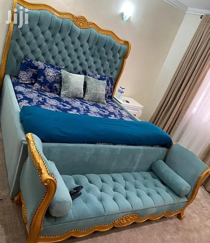 Royal-Bed Design + Ottoman Bench +Bedside