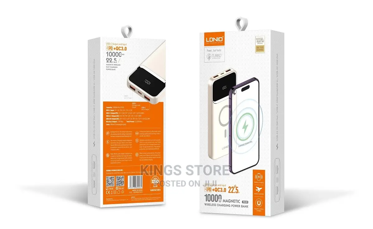 LDNIO 10000mah Magnetic Wireless Power Bank PQ12