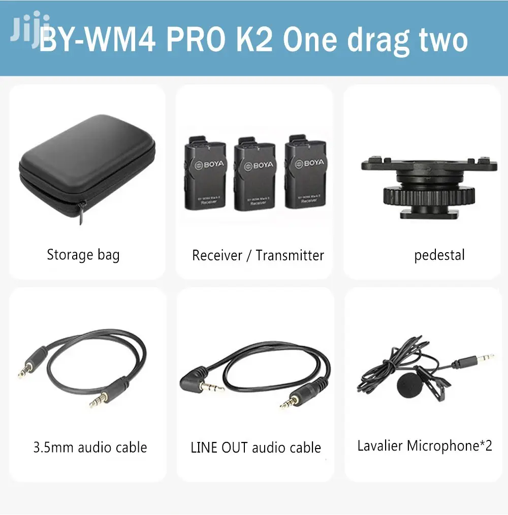 BOYA BY-WM4 Pro K2 Dual Channel 2.4G Wireless Lavalier Mic