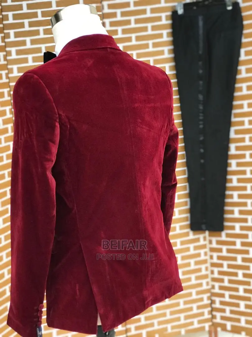 Maroon Velvet Men's Suits | Suti Za Kiume
