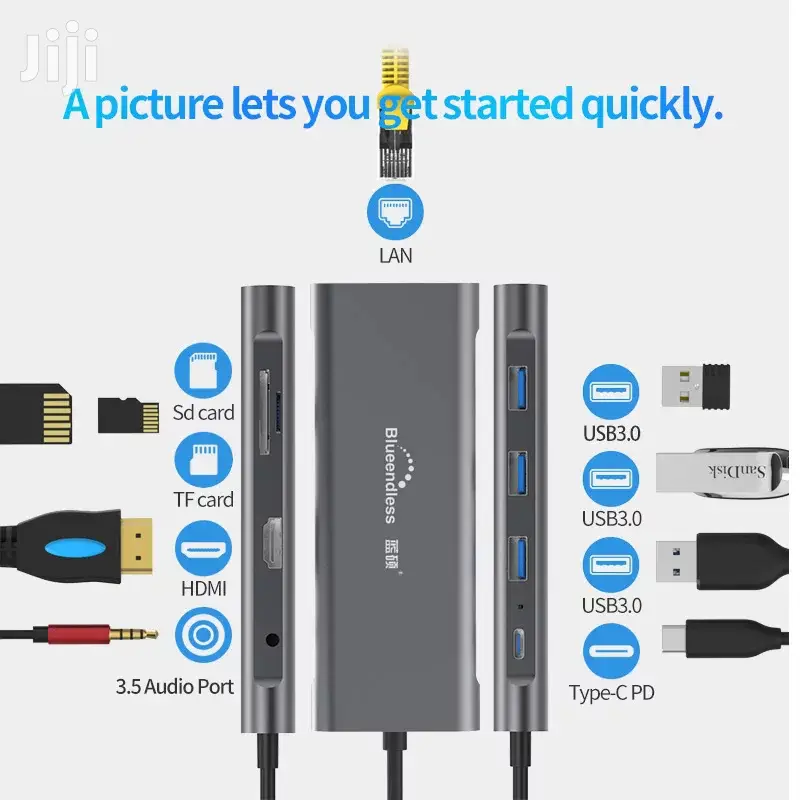 Blueendless Hc901 Type-c Adapter 9in1 4K Usb3.0