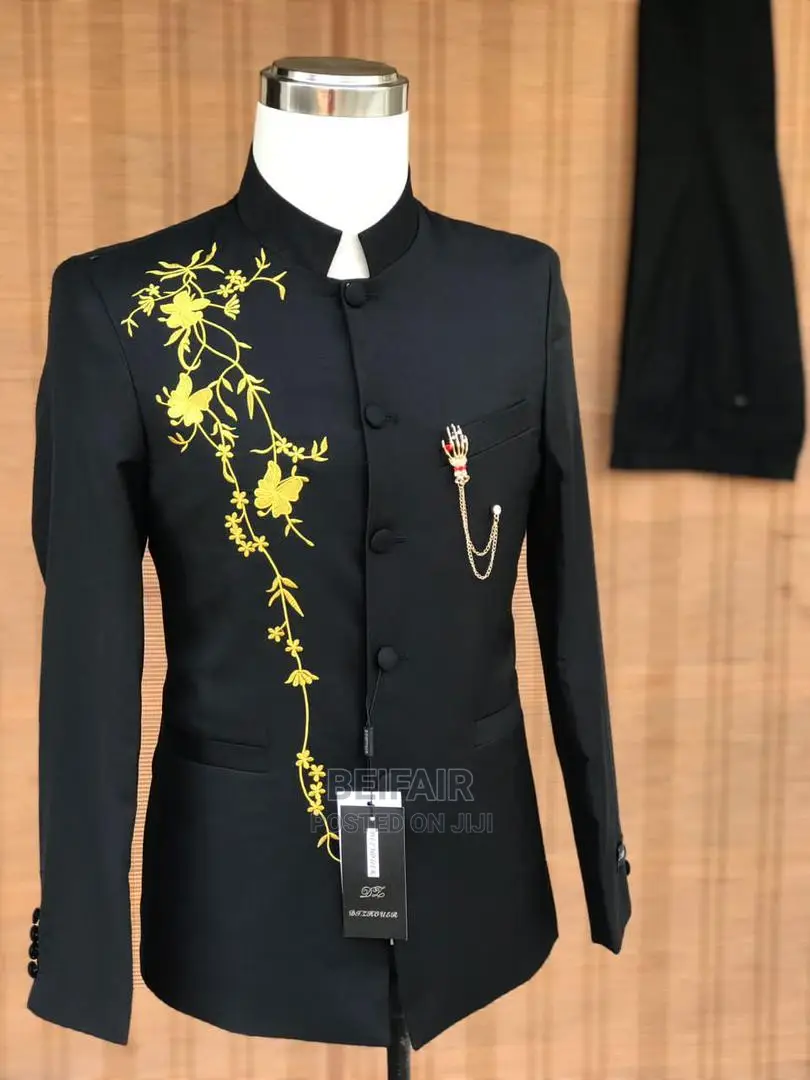 Black | Blue Kaunda Suti | Men's Suit | Suti Za Kiume