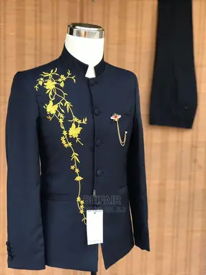 Black | Blue Kaunda Suti | Men's Suit | Suti Za Kiume