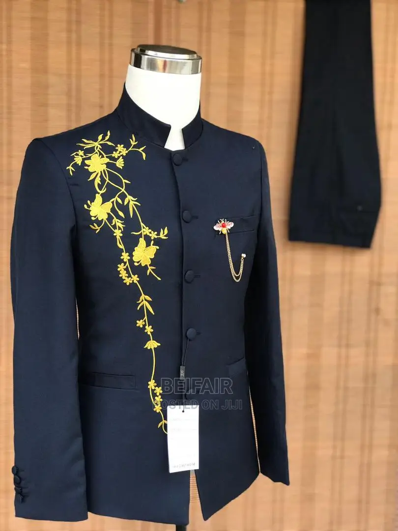 Black | Blue Kaunda Suti | Men's Suit | Suti Za Kiume