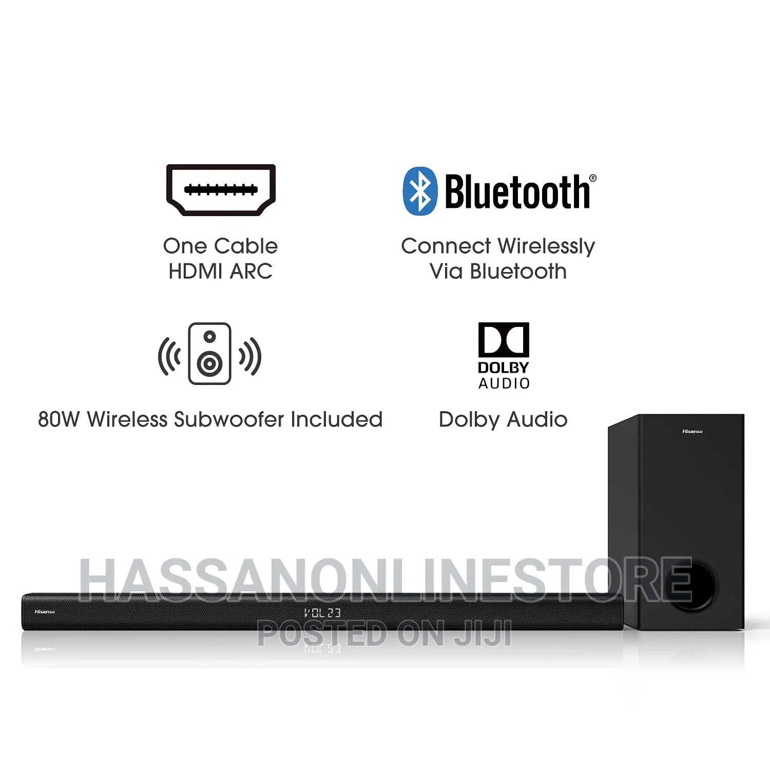 Hisense HS218 2.1ch Sound Bar With Wireless Subwoofer