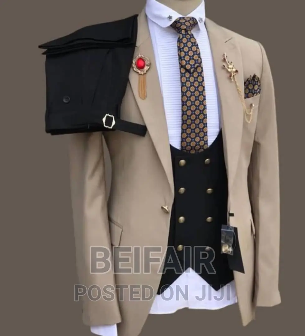 Suti Za Kiume | Khaki and Black Suit | MEN'S SUITS