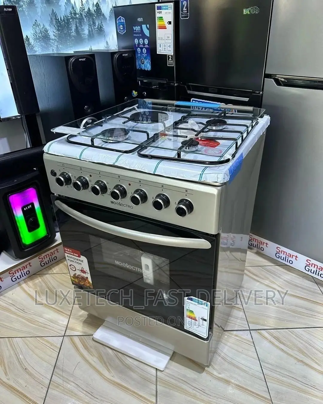 Mo Electro Cooker 3 Gas +1 Electric With Oven 60*60 Silver