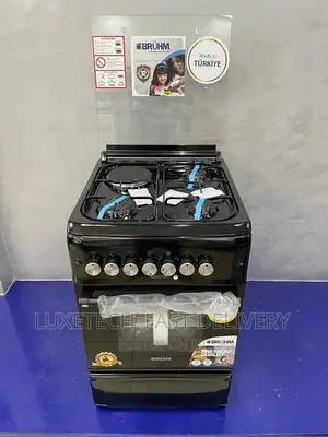 Bruhm Electric and Gas Cooker With Oven 4 Plate 50*50 BLACK