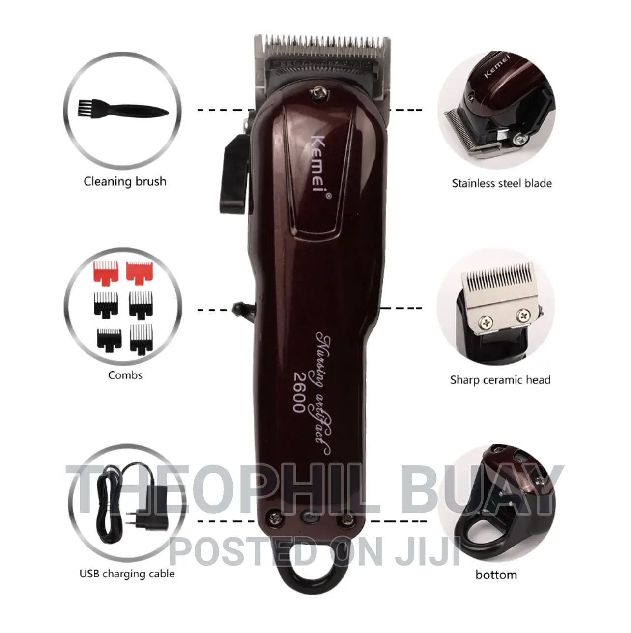 Kemei KM-2600 Professional Rechargeable Electric Clipper