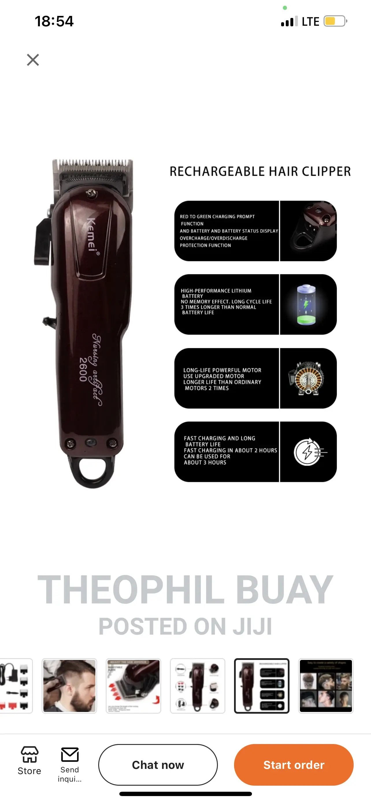 Kemei KM-2600 Professional Rechargeable Electric Clipper