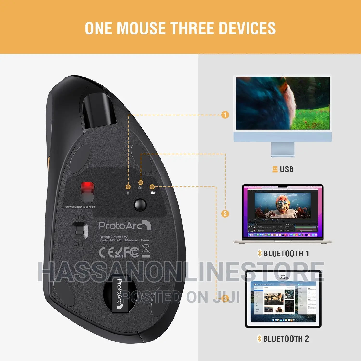 Protoarc EM13 Left Handed Ergonomic Vertical Mouse