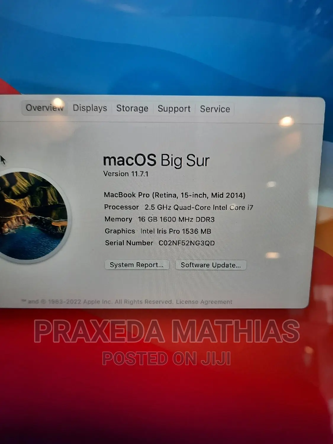 Laptop Apple MacBook Pro 2014 16GB Intel Core I7 SSD 512GB