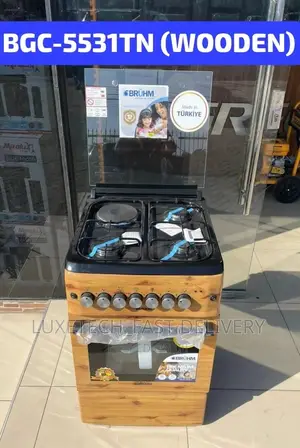 Bruhm Electric and Gas Cooker With Oven 4 Plate 50*60 Wooden