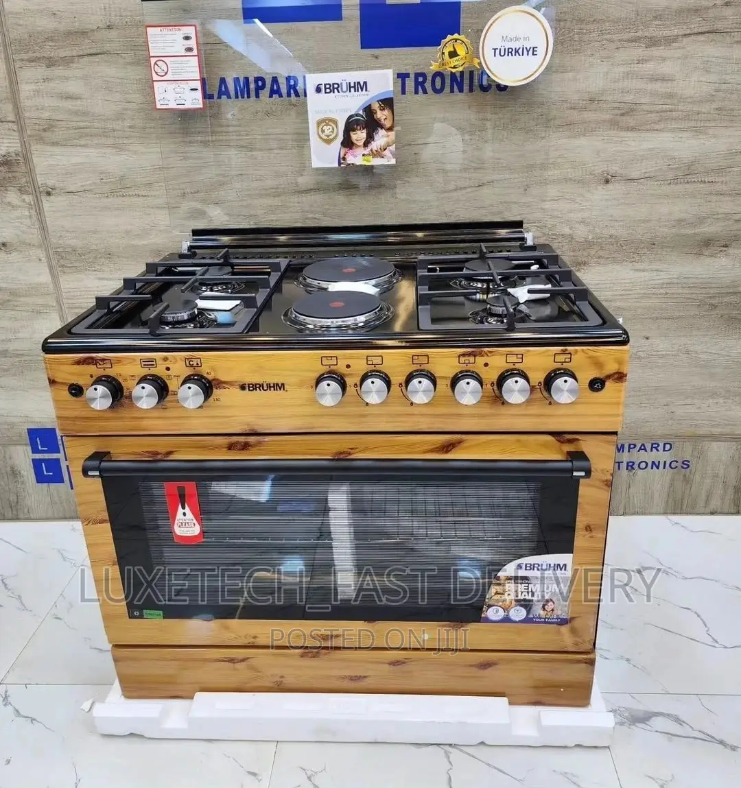 Bruhm 2 Electric and 4 Gas Cooker With Oven 90*60 Wooden