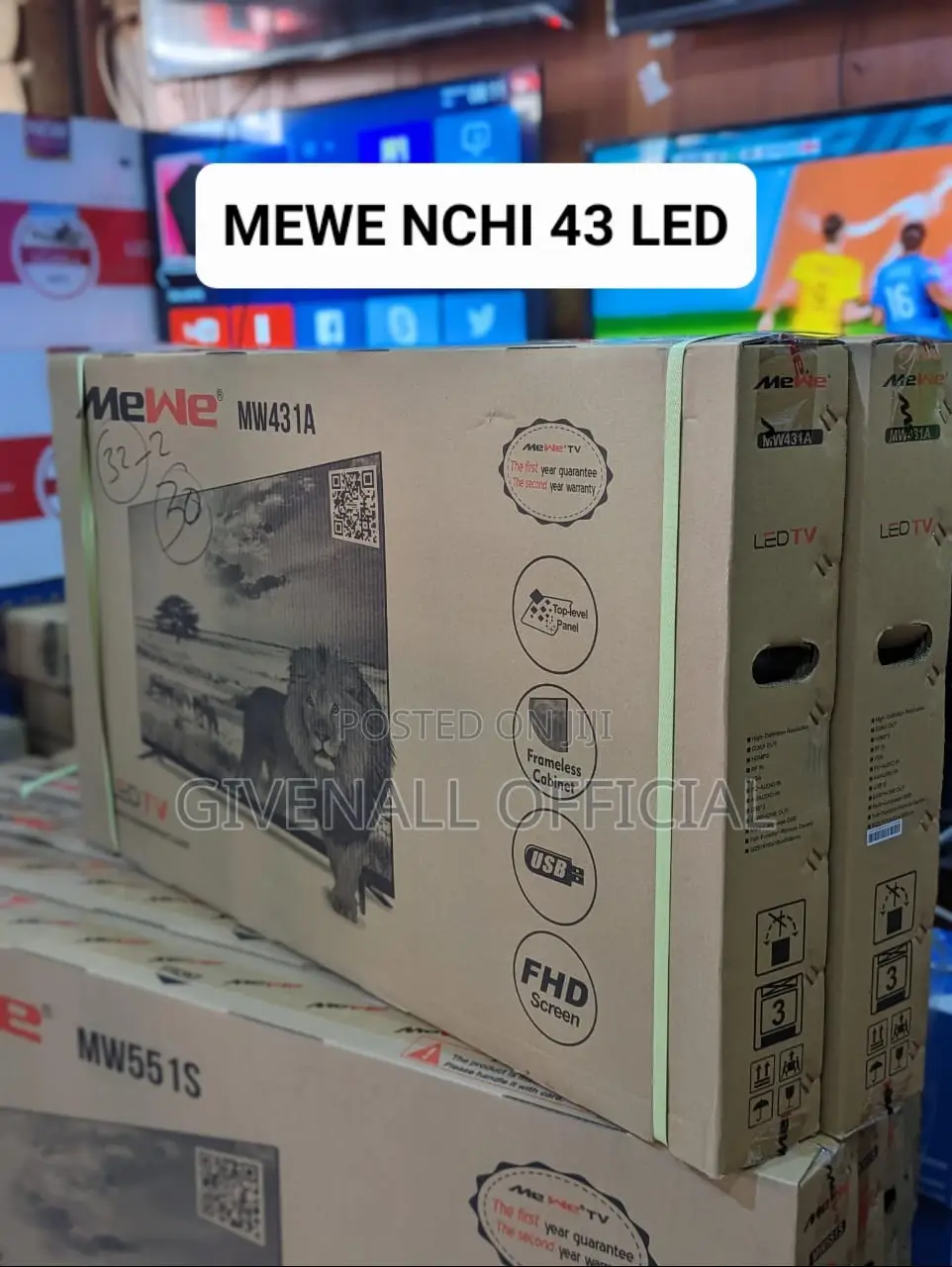 Mewe TV Nchi 43 LED Vioo Viwili