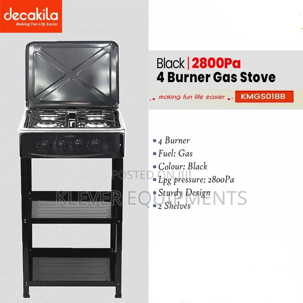 Decakila 4 Burner Gas Stove With Shelves
