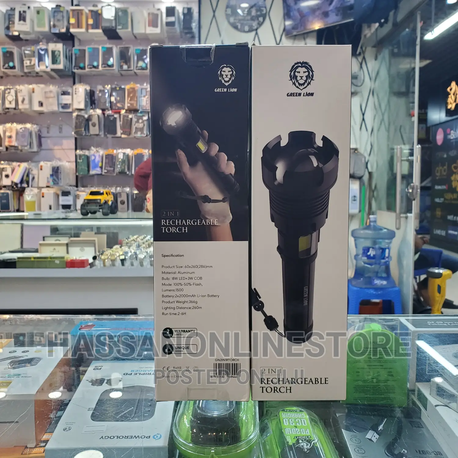 Green Lion 2 in 1 Rechargeable Torch 18w LED