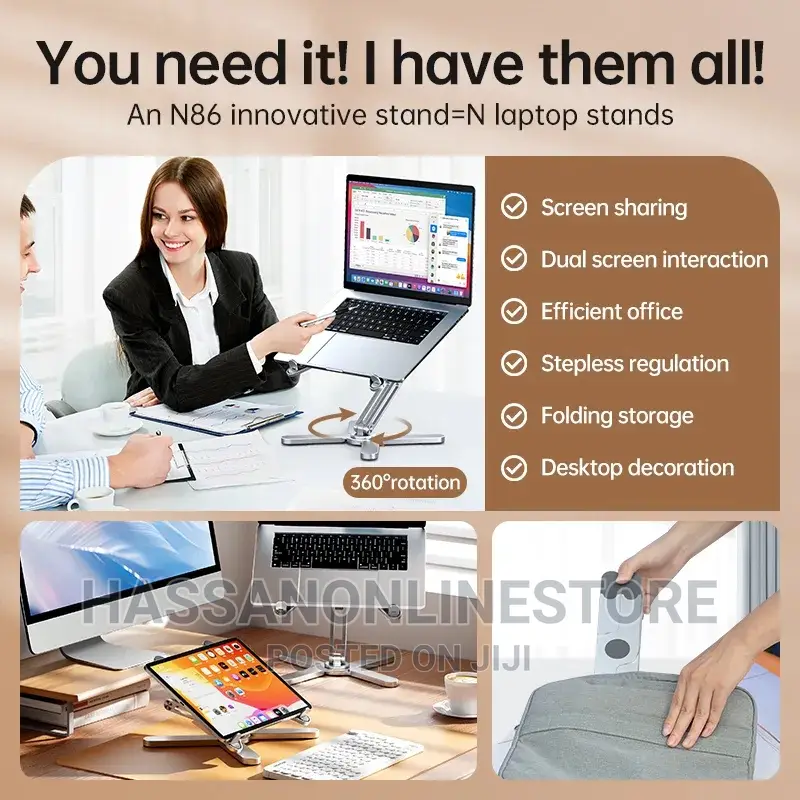 Adjustable Portable Aluminum 360° Rotating Laptop Stand