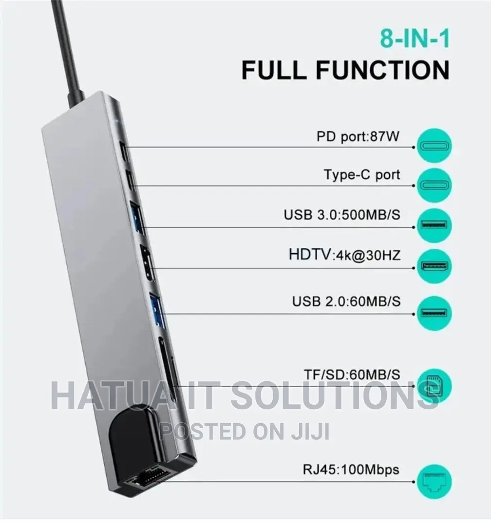 8 In 1 USB Type-c HUB HD Multi-port USB 3.0 Type-c