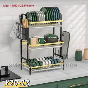 Photo - Dish Drying Rack, Stainless Steel 3 Tier Dish Rack With Tray