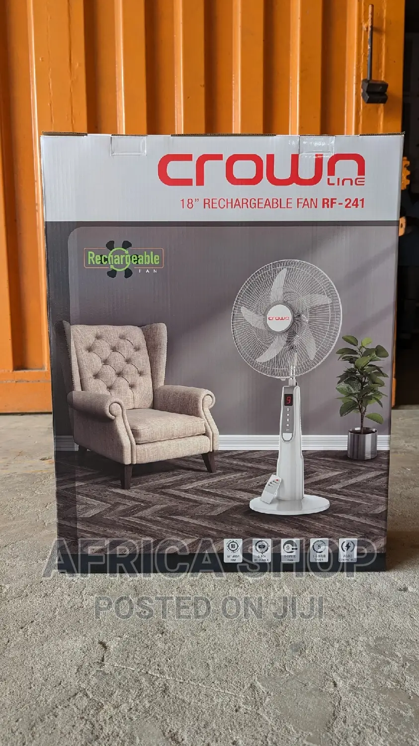 Crown Line 18" Rechargeable Fan With Remote Control RF-241