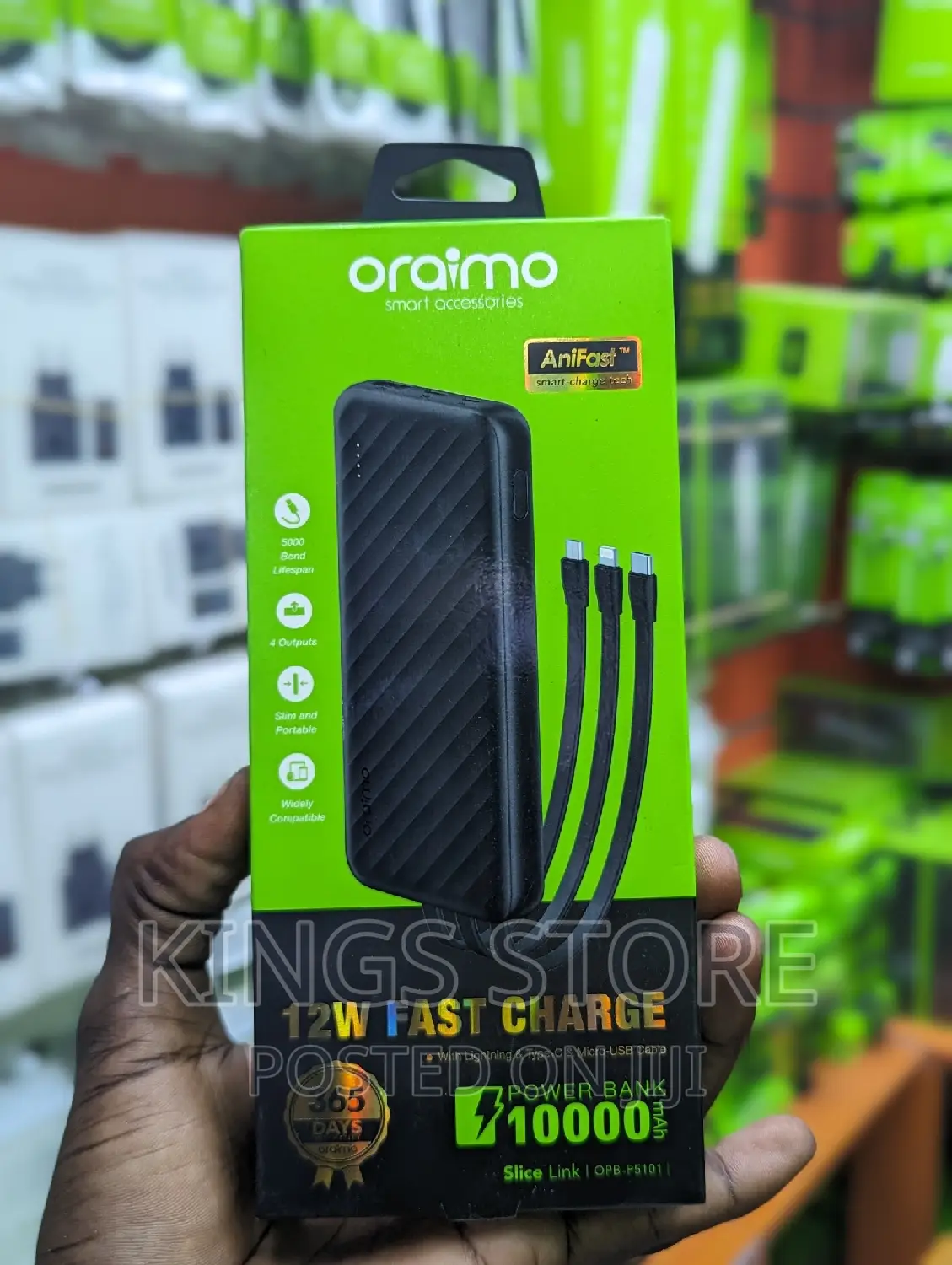 Oraimo Slice Link 10000mah 12w Fast Charge Power Bank