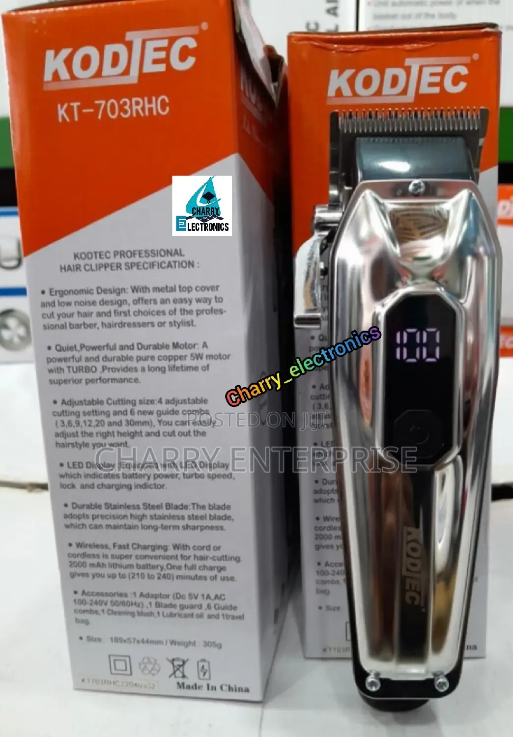 KODTEC Wireless Rechargeable Hair Clipper/ Mashine Ya Kunyoa
