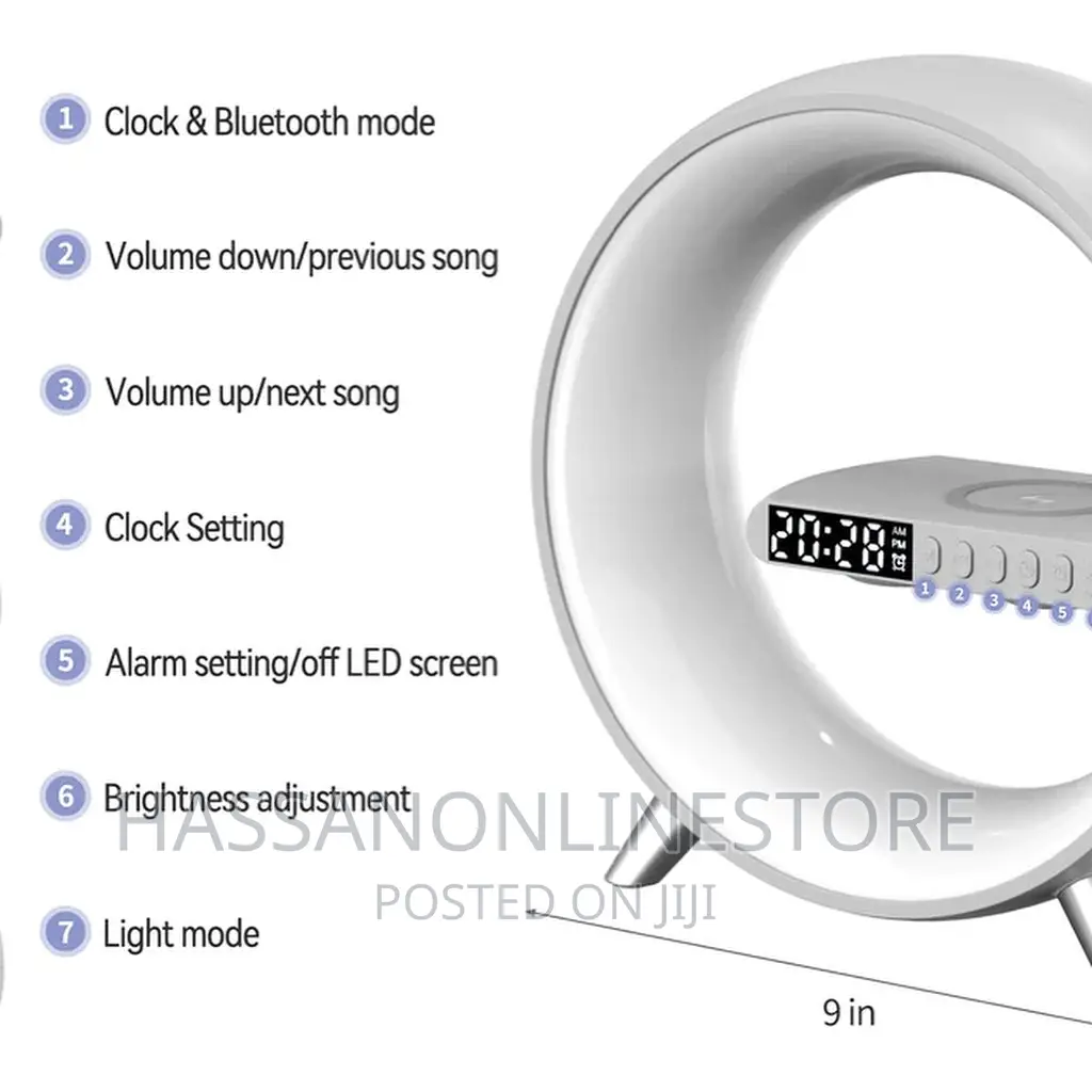 Table Moon Lamp With Clock Strap, Wireless Charging Device
