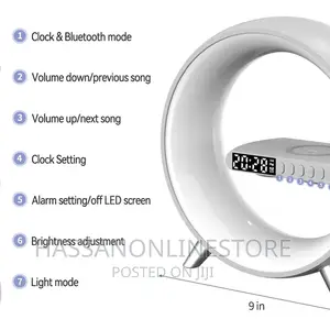 Table Moon Lamp With Clock Strap, Wireless Charging Device