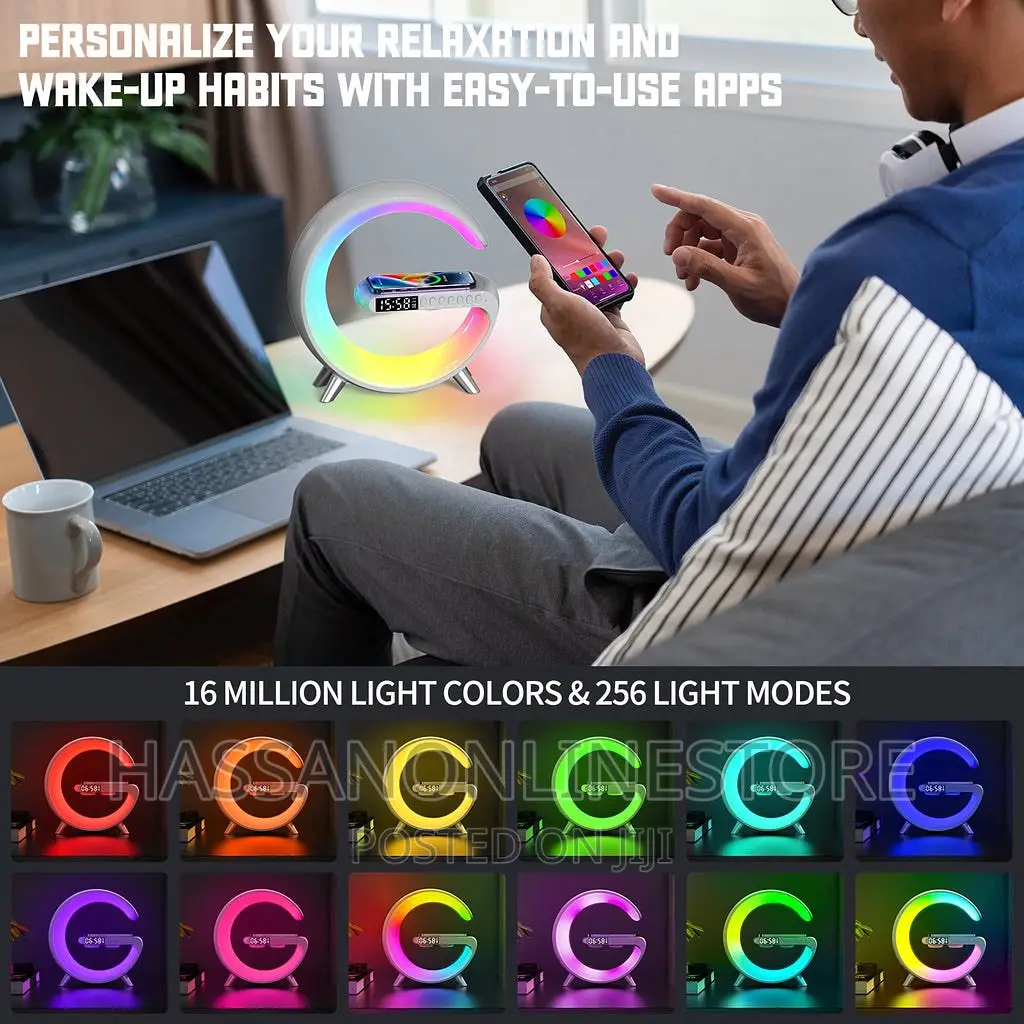 Table Moon Lamp With Clock Strap, Wireless Charging Device