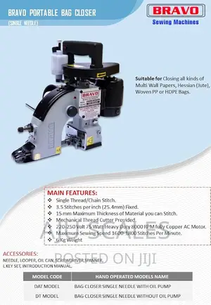 Bravo Bag Closer Machine(Mashine Ya Kushonea Viroba)