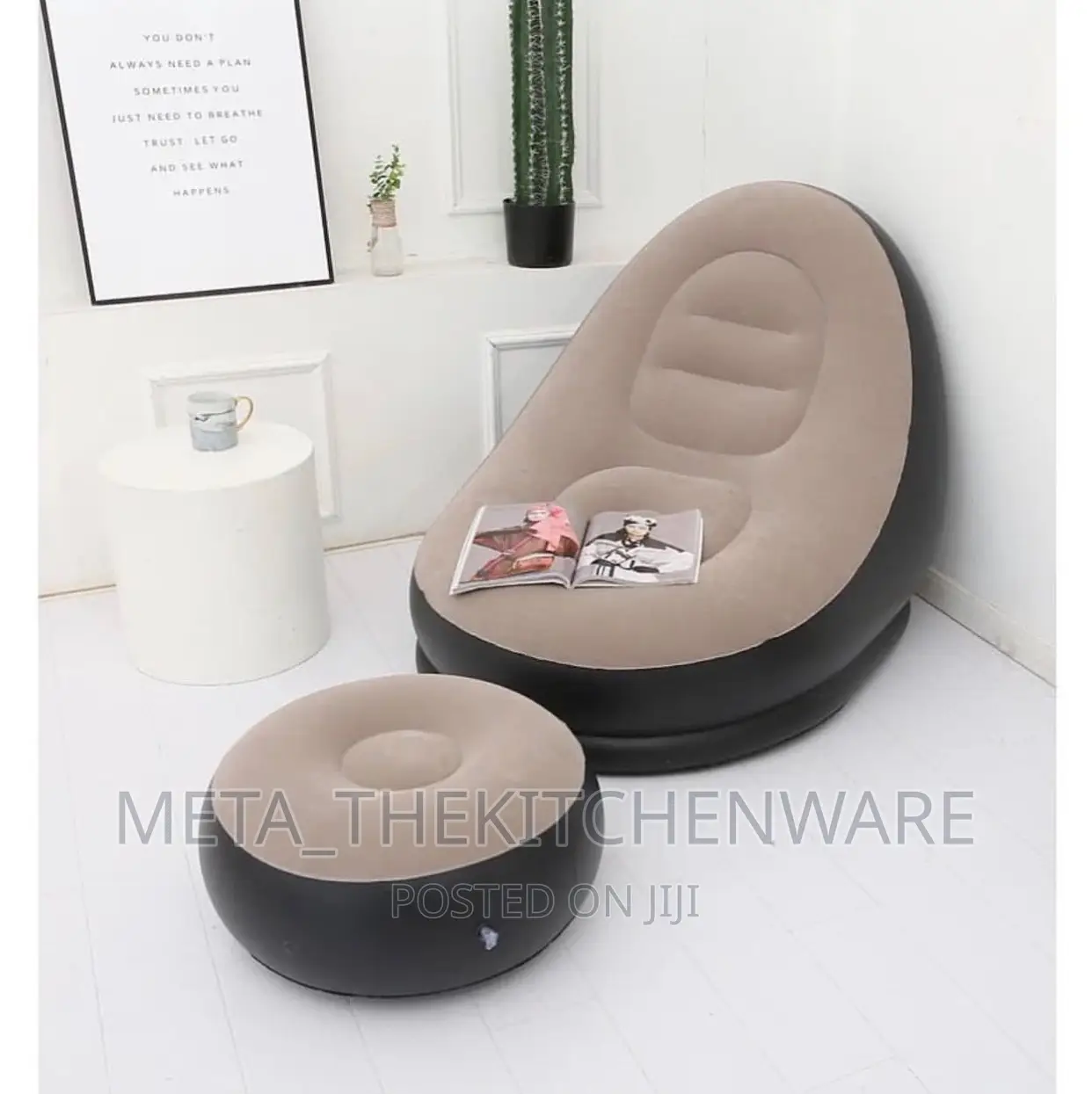 Inflatable Air Sofa With Foot Rest Cushion Lounge Chair