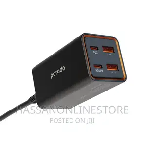 Porodo 4 Ports Gan Desktop Charger PD 65W - Black