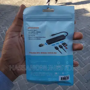 Porodo Blue 5 in 1 USB-C Hub HDMI USB SD Microsd