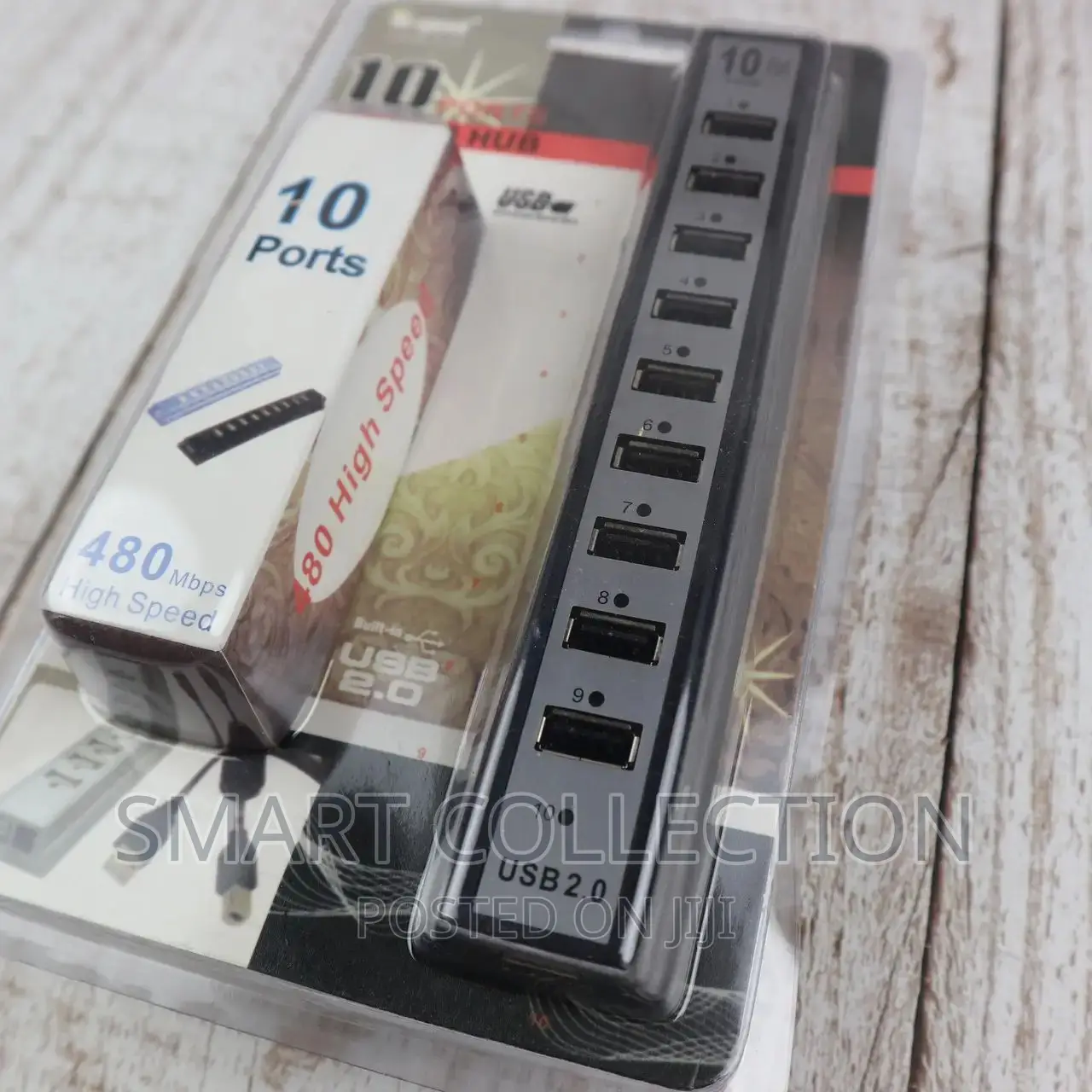 Splitter With 10-Port USB Hub With External Power Supply
