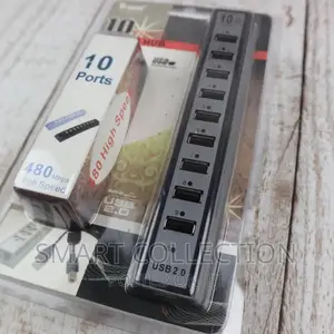 Splitter With 10-Port USB Hub With External Power Supply