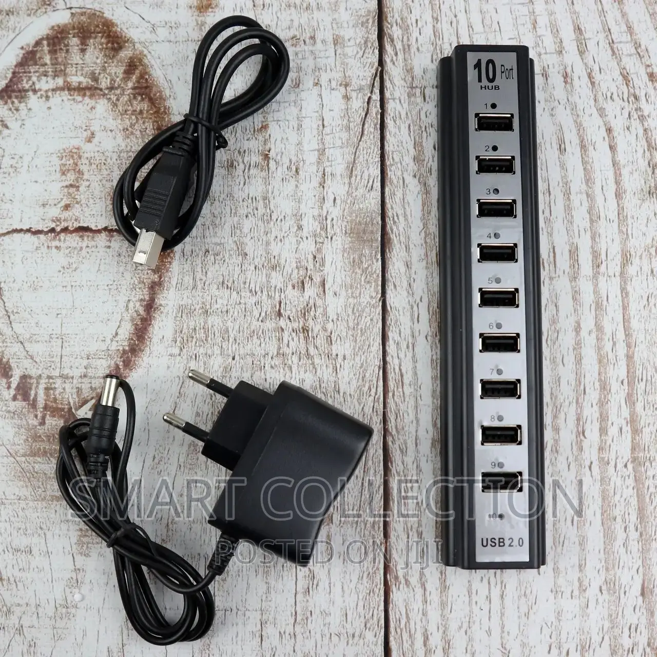 Splitter With 10-Port USB Hub With External Power Supply