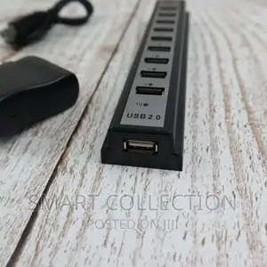 Splitter With 10-Port USB Hub With External Power Supply
