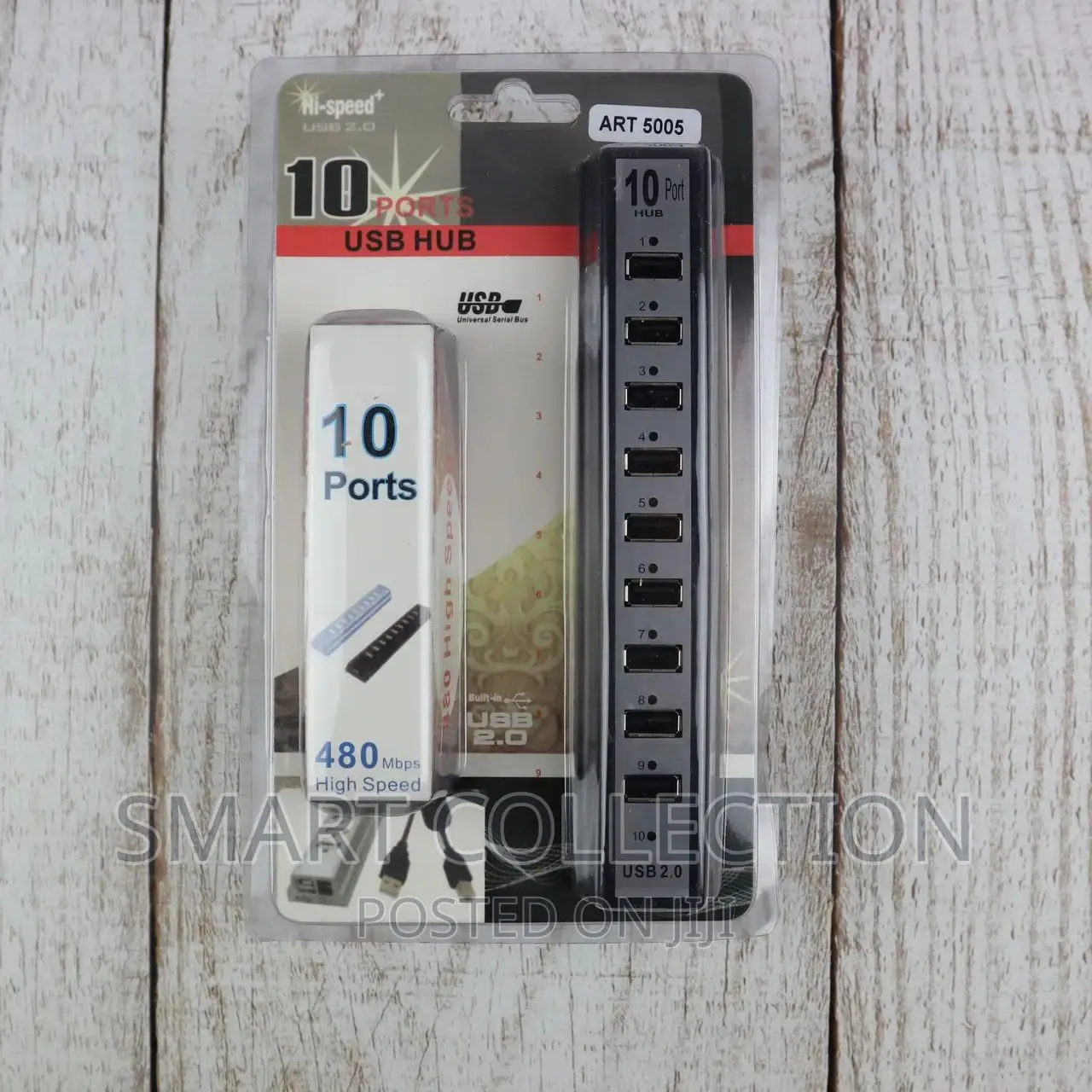 Splitter With 10-Port USB Hub With External Power Supply