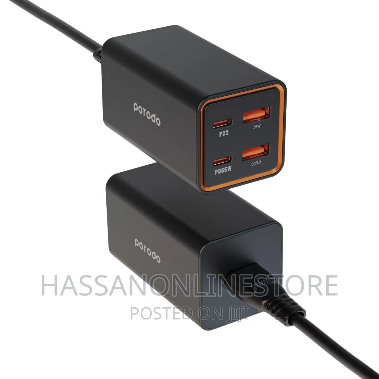 Porodo 4 Ports Gan Desktop Charger PD 65W - Black