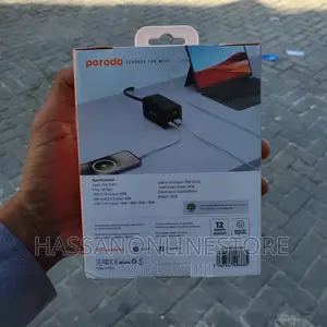 Porodo 4 Ports Gan Desktop Charger PD 65W - Black